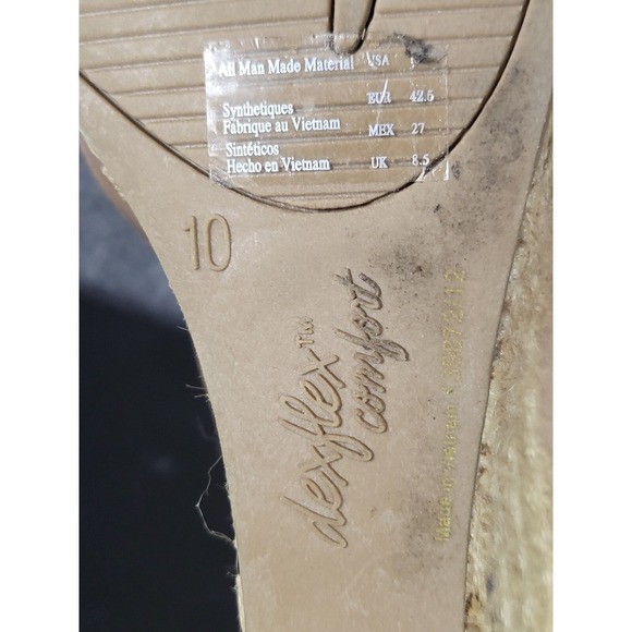 Dexflex‎ Comfort Wedge Heels Peep Toe Espadrille Nude Beige Size 10 - Picture 4 of 7